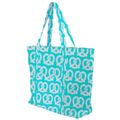 Aqua Pretzel Illustrations Pattern Zip Up Canvas Bag by GardenOfOphir