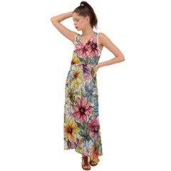 Flower Nature Floral Spring V-neck Chiffon Maxi Dress by Semog4