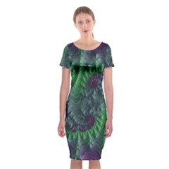 Fractal Floral Background Planetary Classic Short Sleeve Midi Dress by Semog4