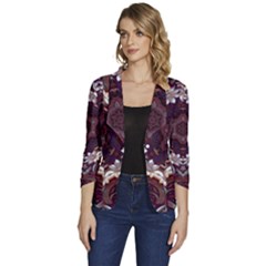 Rosette Kaleidoscope Mosaic Abstract Background Women s One-button 3/4 Sleeve Short Jacket by Jancukart