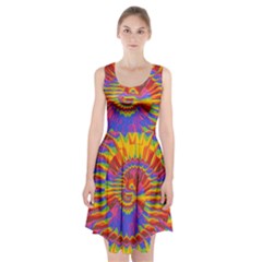 Colorful Spiral Abstract Swirl Twirl Art Pattern Racerback Midi Dress by Jancukart