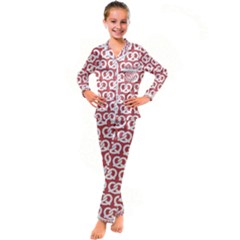 Trendy Pretzel Illustrations Pattern Kid s Satin Long Sleeve Pajamas Set by GardenOfOphir