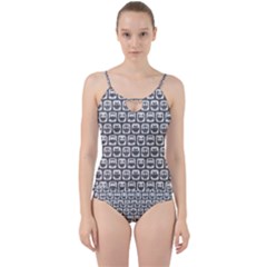 Gray And White Owl Pattern Cut Out Top Tankini Set by GardenOfOphir