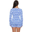 Blue And White Owl Pattern Long Sleeve Boyleg Swimsuit View4