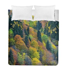 Forest Trees Leaves Fall Autumn Nature Sunshine Duvet Cover Double Side (full/ Double Size) by Ravend