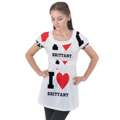 I Love Brittany Puff Sleeve Tunic Top by ilovewhateva