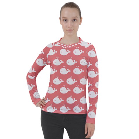 Coral Whales Pattern Women s Pique Long Sleeve Tee by GardenOfOphir