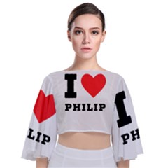 I Love Philip Tie Back Butterfly Sleeve Chiffon Top by ilovewhateva