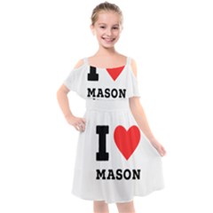 I Love Mason Kids  Cut Out Shoulders Chiffon Dress by ilovewhateva