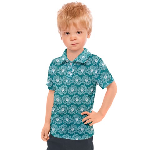 Gerbera Daisy Vector Tile Pattern Kids  Polo Tee by GardenOfOphir