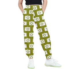 Modern Chic Vector Camera Illustration Pattern Kids  Elastic Waist Pants by GardenOfOphir