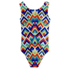 Trendy Chic Modern Chevron Pattern Kids  Cut-out Back One Piece Swimsuit by GardenOfOphir