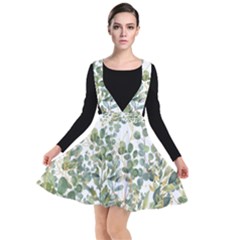 Gold And Green Eucalyptus Leaves Plunge Pinafore Dress by Jack14