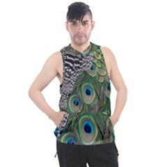 Peacock Bird Feather Colourful Men s Sleeveless Hoodie by Jancukart