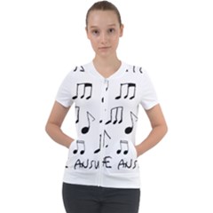 Music Is The Answer Phrase Concept Graphic Short Sleeve Zip Up Jacket by dflcprintsclothing