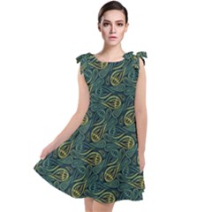 Pattern Abstract Green Texture Tie Up Tunic Dress by Jancukart