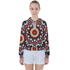 Kaleidoscope Floral Pattern Rosette Women s Tie Up Sweat by Jancukart