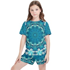 Kaleidoscope Mandala Ornament Kids  Tee And Sports Shorts Set by Jancukart