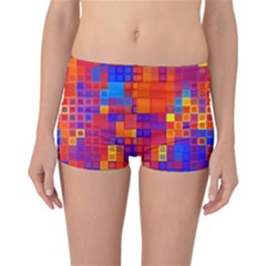 Squares Geometric Colorful Fluorescent Reversible Boyleg Bikini Bottoms by Jancukart