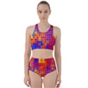 Squares Geometric Colorful Fluorescent Racer Back Bikini Set View1