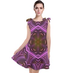 Rosette Mosaic Kaleidoscope Abstract Background Tie Up Tunic Dress by Jancukart