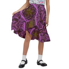 Rosette Mosaic Kaleidoscope Abstract Background Kids  Ruffle Flared Wrap Midi Skirt by Jancukart