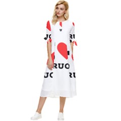 I Love Bruce Bow Sleeve Chiffon Midi Dress by ilovewhateva