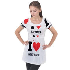 I Love Arthur Puff Sleeve Tunic Top by ilovewhateva