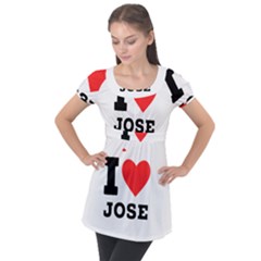 I Love Jose Puff Sleeve Tunic Top by ilovewhateva