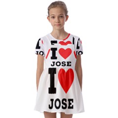 I Love Jose Kids  Short Sleeve Pinafore Style Dress by ilovewhateva