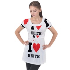 I Love Keith Puff Sleeve Tunic Top by ilovewhateva