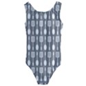 Gray And White Kitchen Utensils Pattern Kids  Cut-Out Back One Piece Swimsuit View1