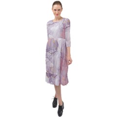 Liquid Marble Ruffle End Midi Chiffon Dress by BlackRoseStore