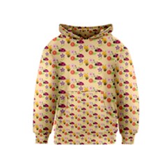 Colorful Ladybug Bess And Flowers Pattern Kids  Pullover Hoodie by GardenOfOphir