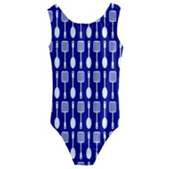 Indigo Spatula Spoon Pattern Kids  Cut-out Back One Piece Swimsuit by GardenOfOphir