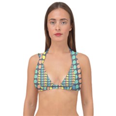 Colorful Leaf Pattern Double Strap Halter Bikini Top by GardenOfOphir