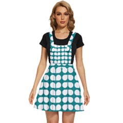 Teal And White Leaf Pattern Apron Dress by GardenOfOphir