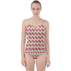 Modern Retro Chevron Patchwork Pattern Cut Out Top Tankini Set by GardenOfOphir