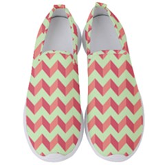 Modern Retro Chevron Patchwork Pattern Men s Slip On Sneakers by GardenOfOphir