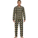 Modern Retro Chevron Patchwork Pattern Men s Long Sleeve Velvet Pocket Pajamas Set View1