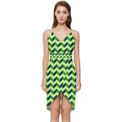 Modern Retro Chevron Patchwork Pattern Wrap Frill Dress by GardenOfOphir