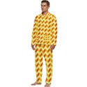 Modern Retro Chevron Patchwork Pattern Men s Long Sleeve Velvet Pocket Pajamas Set View3