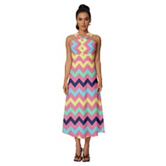 Chevron Pattern Gifts Sleeveless Cross Front Cocktail Midi Chiffon Dress by GardenOfOphir