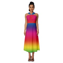 Spectrum Sleeveless Cross Front Cocktail Midi Chiffon Dress by nateshop