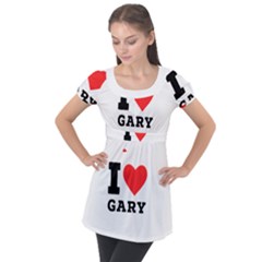 I Love Gary Puff Sleeve Tunic Top by ilovewhateva