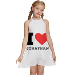 I Love Jonathan Kids  Halter Collar Waist Tie Chiffon Dress by ilovewhateva