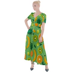 Fruit Tropical Pattern Design Art Button Up Short Sleeve Maxi Dress by danenraven