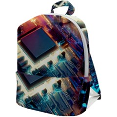 Ai Generated Motherboard City Technology Tech Cpu Zip Up Backpack by Jancukart