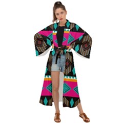 Abstract Art Pattern Design Vintage Maxi Kimono by Ravend