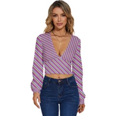 Background-102 Long Sleeve Deep-v Velour Top by nateshop